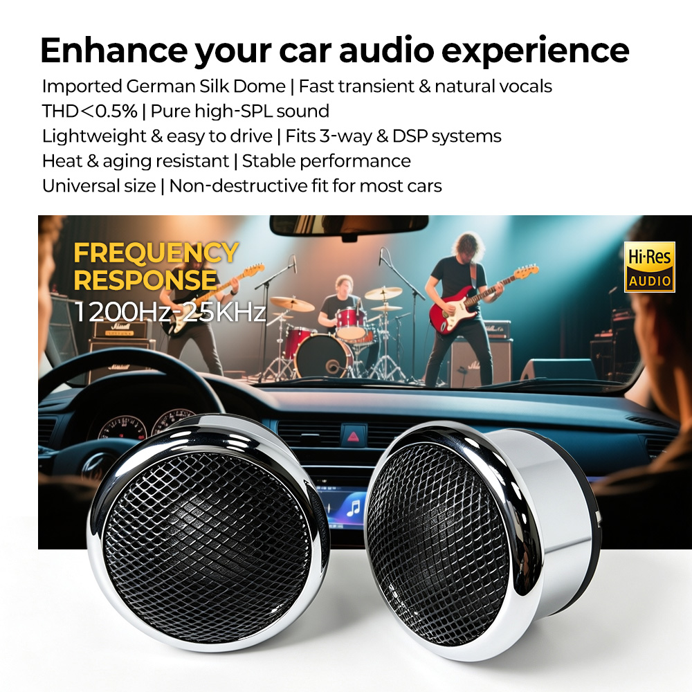 1 Pair 2 Inch Car Tweeter with - Car Audio Tweeter Silk Dome recension och pris