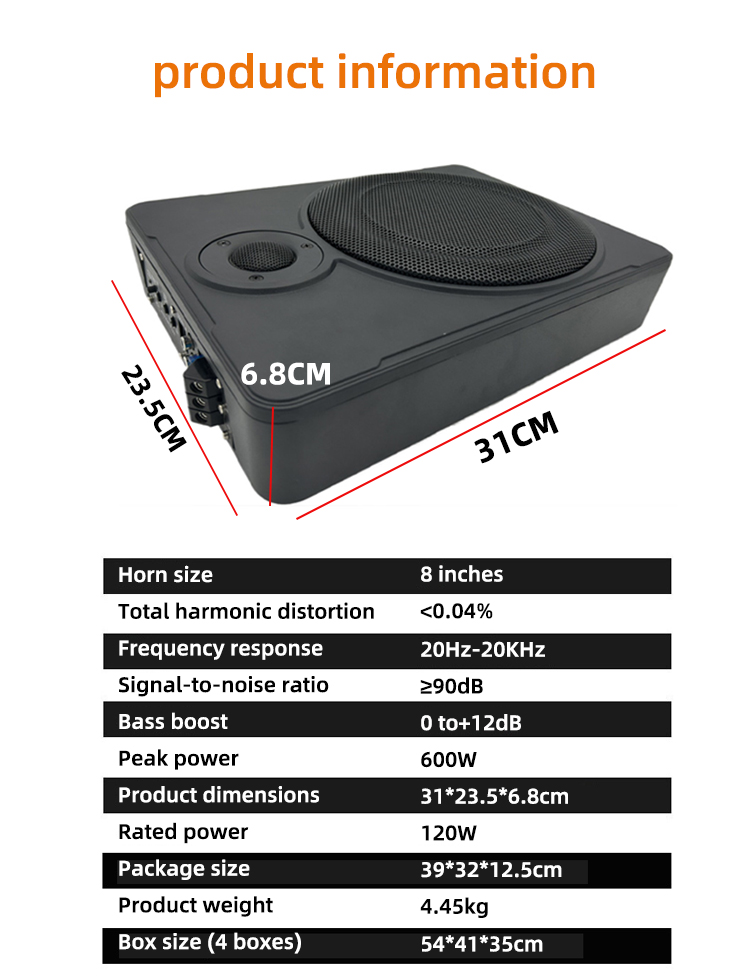 12V 8inch/10inch Thin Car Subw - Under Seat Subwoofer Slim 8 Inch recension och pris