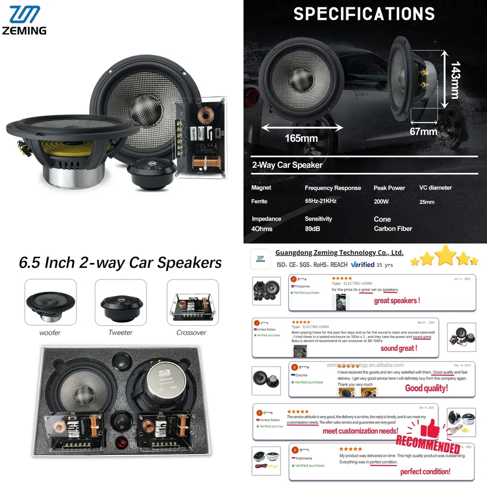 New Arrival Zeming Audio Best  - Car Audio Component Speaker 6.5 recension och pris
