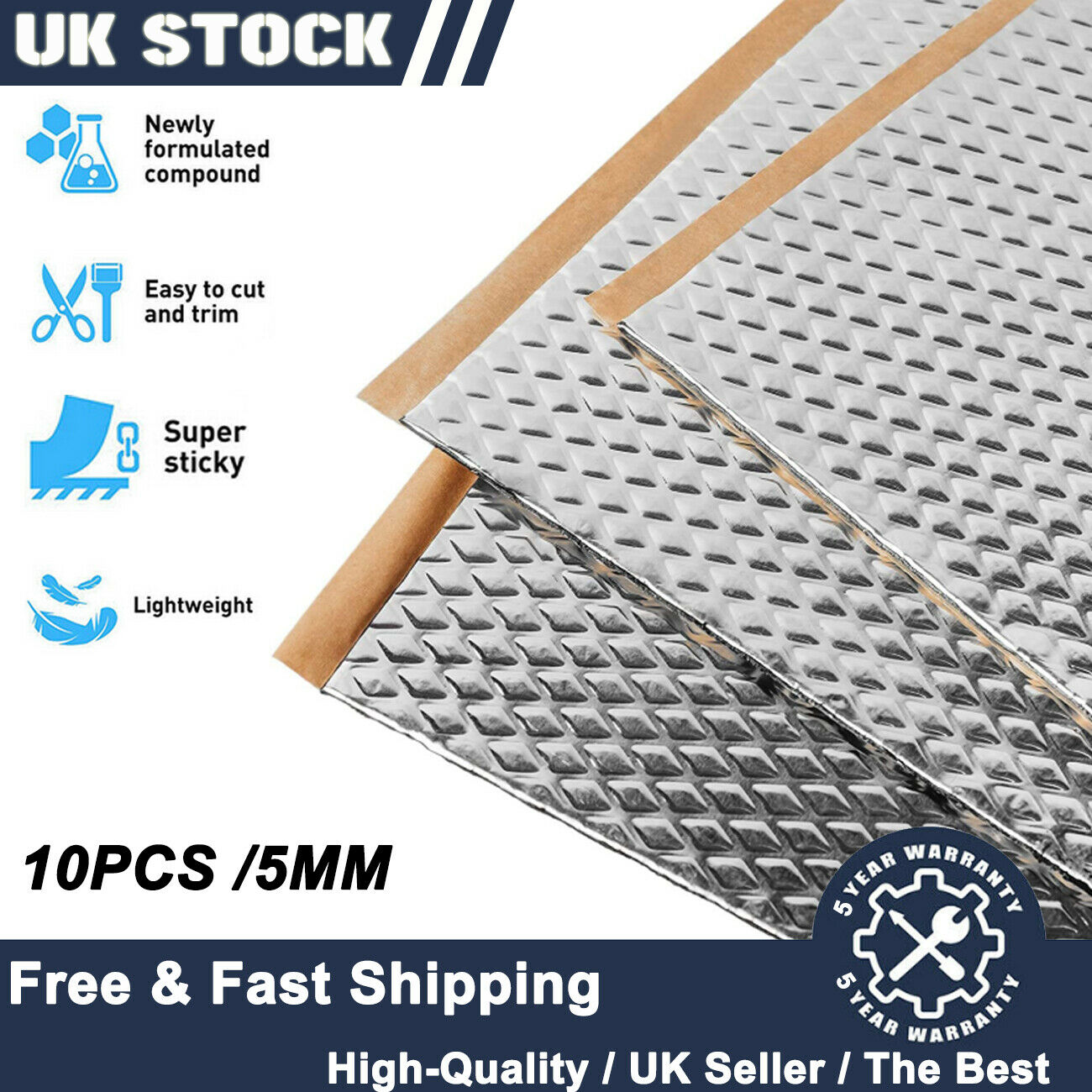 50pc 5MM Sound Deadening Mat B - Car Audio Sound Deadening Mat recension och pris